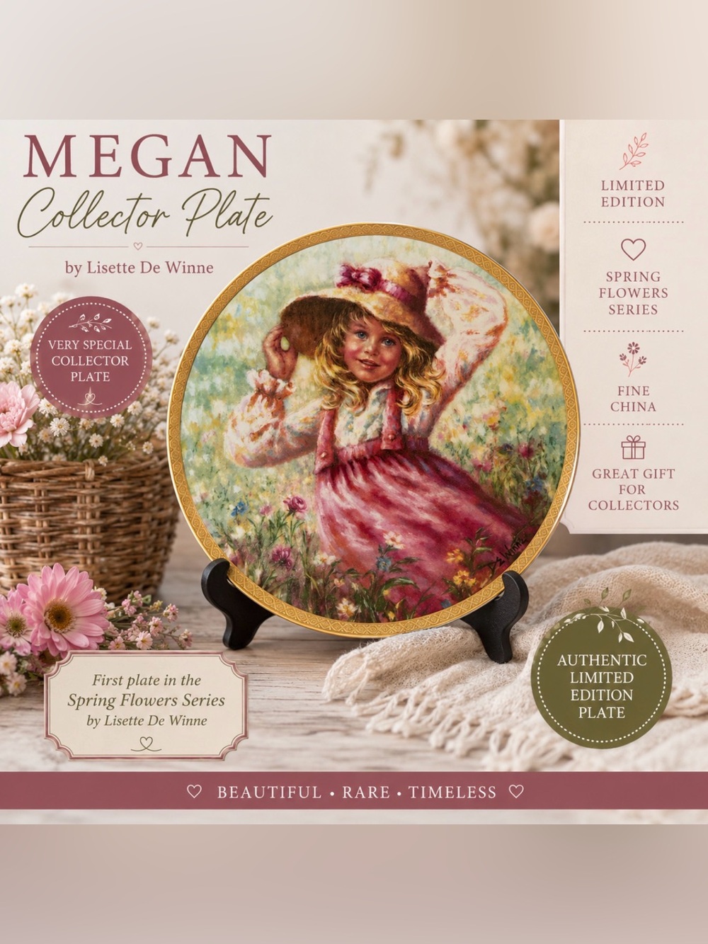 Vintage ‘84 Limited Edition Megan in Spring Flowers Series Collectors Plate